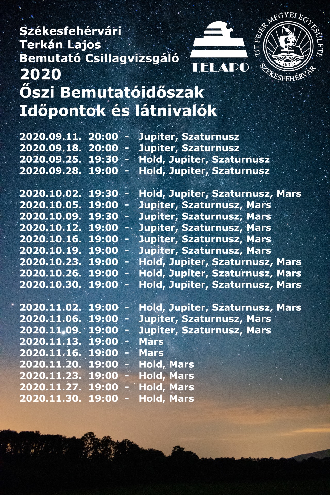 Égbolttúra minden pénteken a Terkán Lajos Csillagvizsgálóban